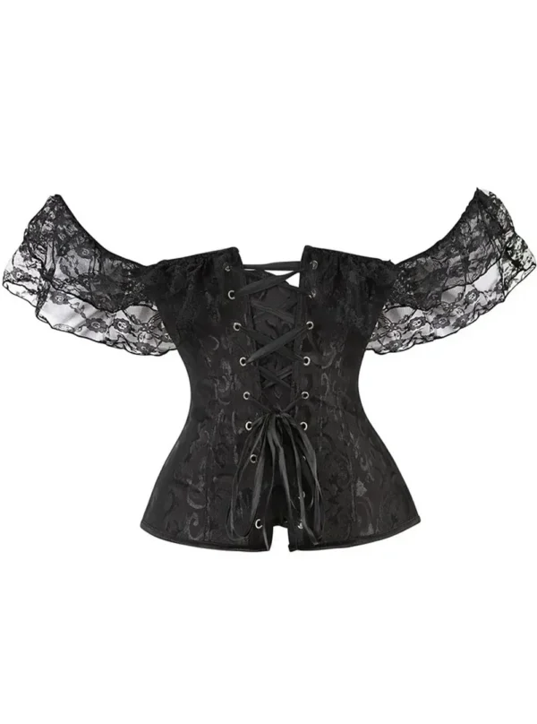 Corset chic noir avec épaules en dentelle Gloria (6) Corset chic noir avec épaules en dentelle Gloria