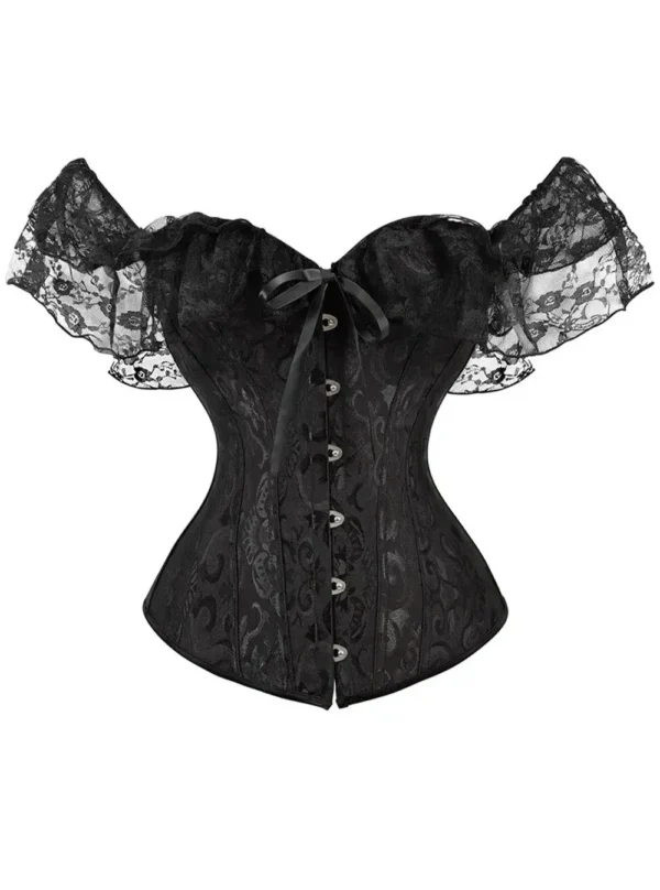 Corset chic noir avec épaules en dentelle Gloria (7) Corset chic noir avec épaules en dentelle Gloria