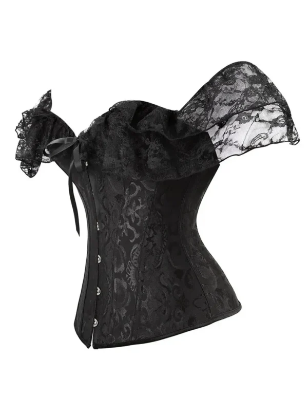 Corset chic noir avec épaules en dentelle Gloria (8) Corset chic noir avec épaules en dentelle Gloria