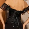 Corset chic noir avec épaules en dentelle Gloria (9) Corset chic noir avec épaules en dentelle Gloria