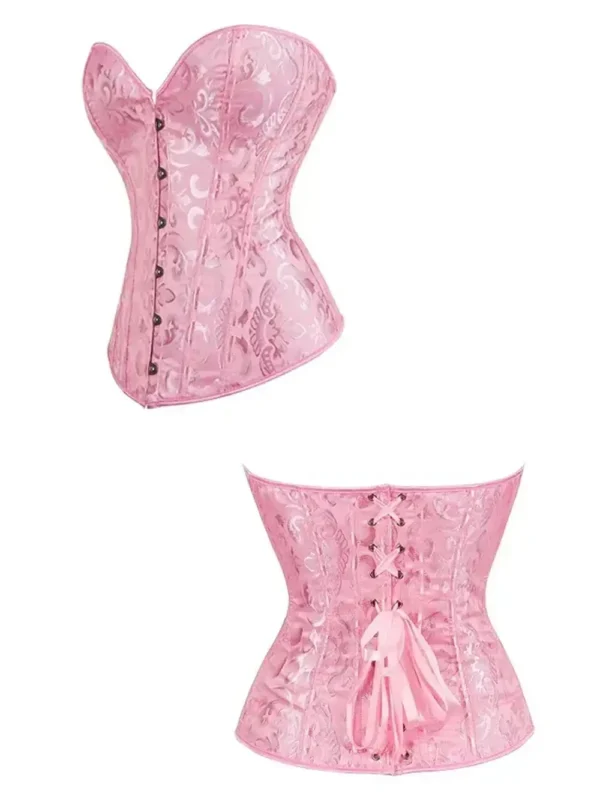 Corset femme rose broderies florales Cassia