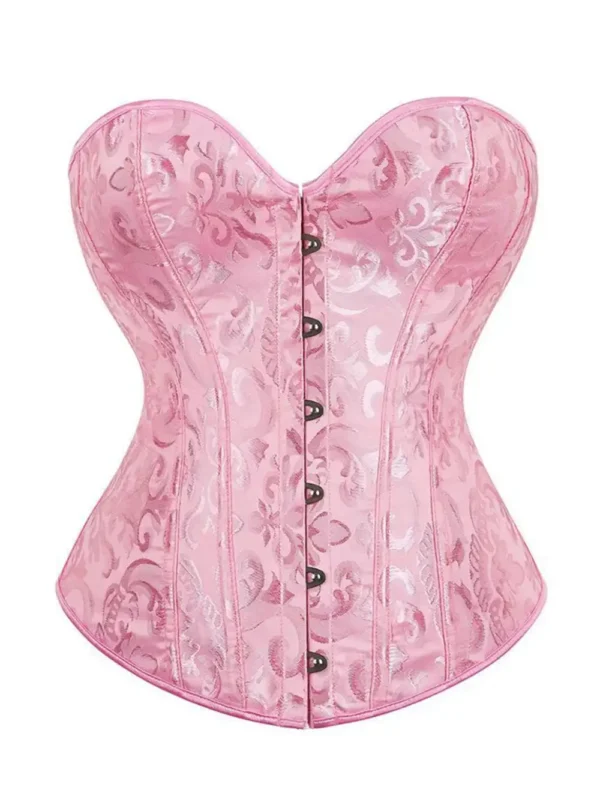 Corset femme rose broderies florales Cassia