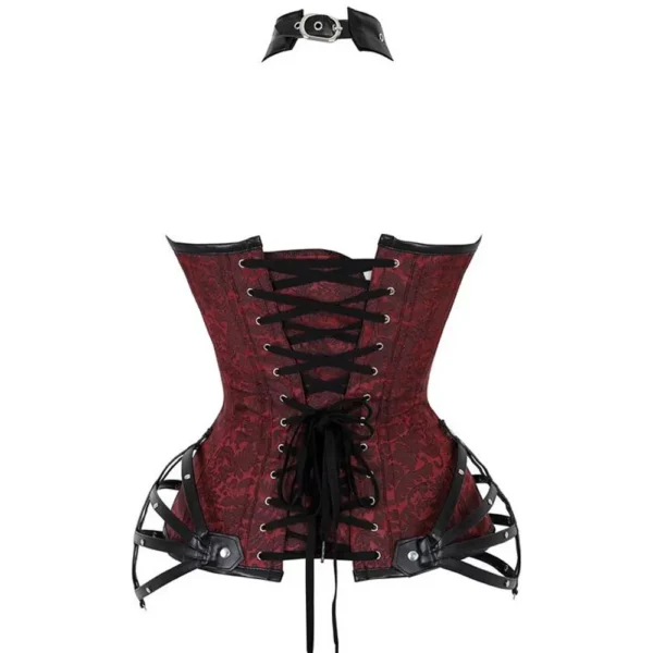 Corset gothique rouge à harnais Rêves de Cuir