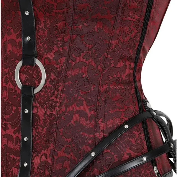 Corset gothique rouge à harnais Rêves de Cuir