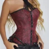 Corset gothique rouge à harnais Rêves de Cuir