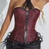 Corset gothique rouge à harnais Rêves de Cuir