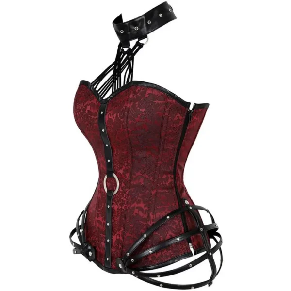 Corset gothique rouge à harnais Rêves de Cuir