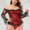 Corset gothique rouge et noir Grenat