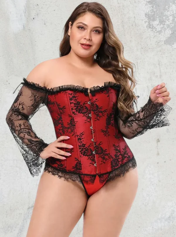 Corset gothique rouge et noir Grenat