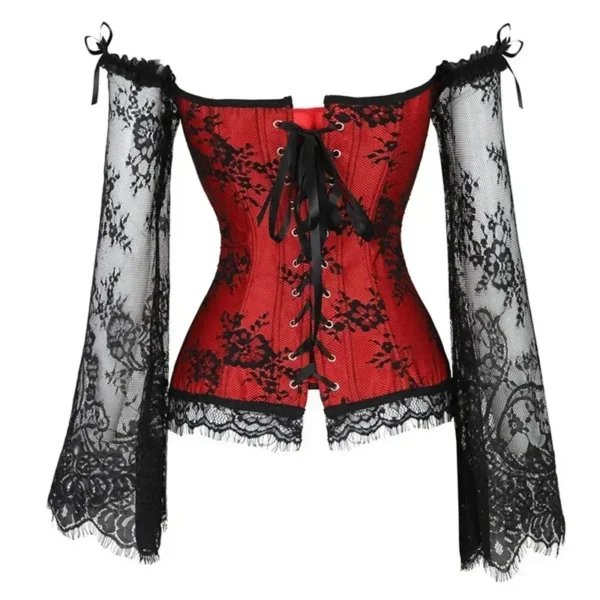 Corset gothique rouge et noir Grenat