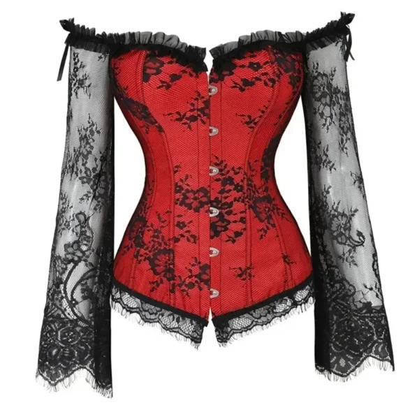 Corset gothique rouge et noir Grenat