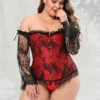 Corset gothique rouge et noir Grenat