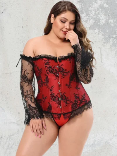 Corset gothique rouge et noir Grenat