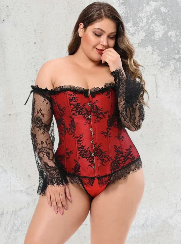 Corset gothique rouge et noir Grenat