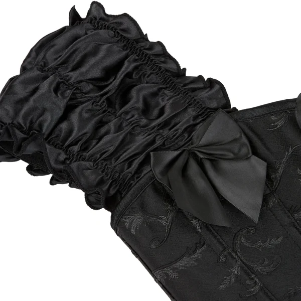 Corset noir élégant à bretelles Sibylle (manches satinées) Corset noir élégant à bretelles Sibylle