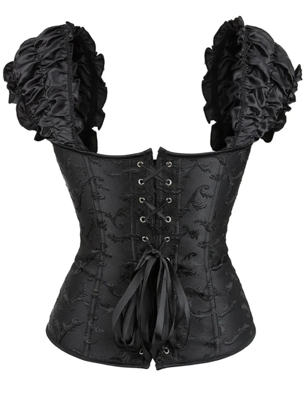 Corset noir élégant à bretelles Sibylle (vue réelle, arrière) Corset noir élégant à bretelles Sibylle