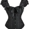 Corset noir élégant à bretelles Sibylle (vue réelle, face) Corset noir élégant à bretelles Sibylle