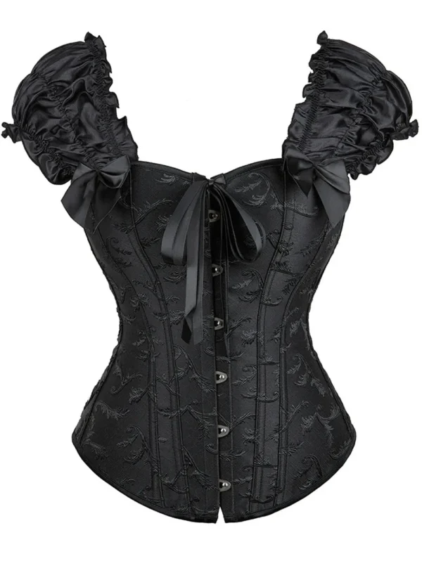 Corset noir élégant à bretelles Sibylle (vue réelle, face) Corset noir élégant à bretelles Sibylle