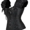 Corset noir élégant à bretelles Sibylle (vue réelle, profil) Corset noir élégant à bretelles Sibylle