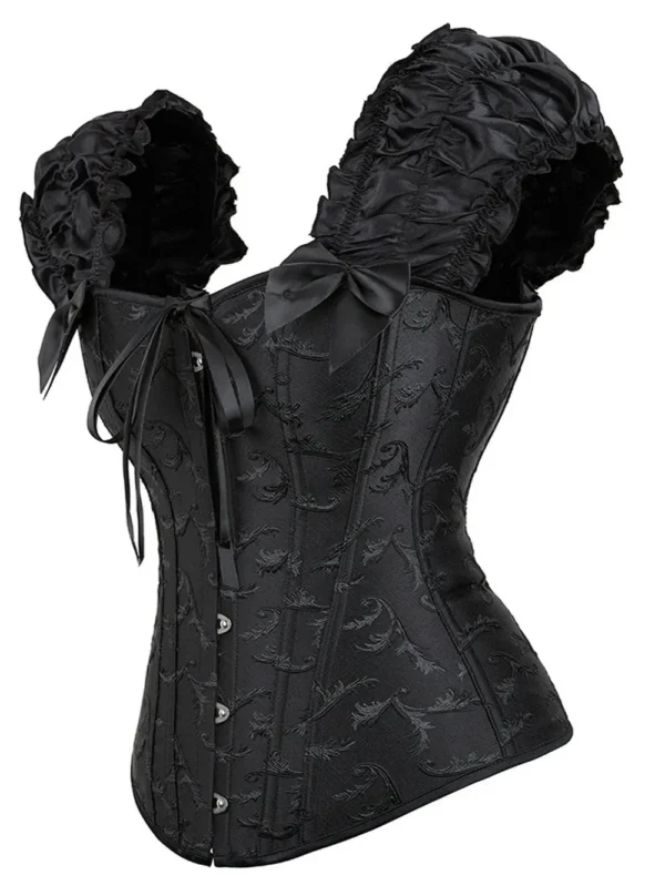 Corset noir élégant à bretelles Sibylle (vue réelle, profil) Corset noir élégant à bretelles Sibylle