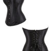 Corset noir en satin Désir (vue réelle, profil et dos) Corset noir en satin Désir