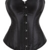 Corset noir en satin Désir (vue rélle, face) Corset noir en satin Désir