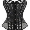 Corset résille transparent noir Hanouk (vue réelle de face) Corset résille transparent noir Hanouk