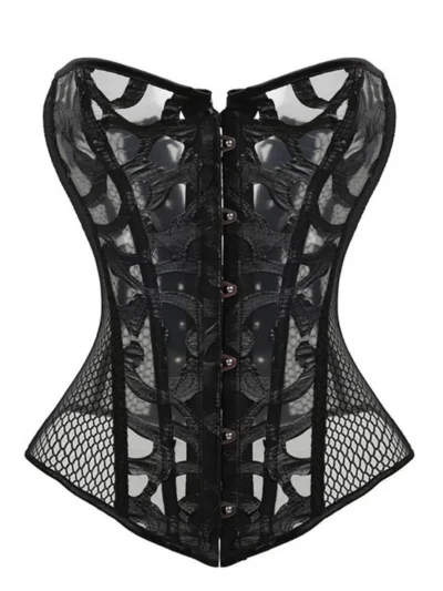 Corset résille transparent noir Hanouk