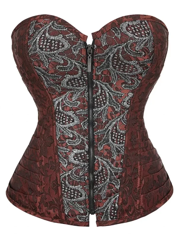 Corset rétro marron Marinella (fermeture zip frontale) Corset rétro marron Marinella