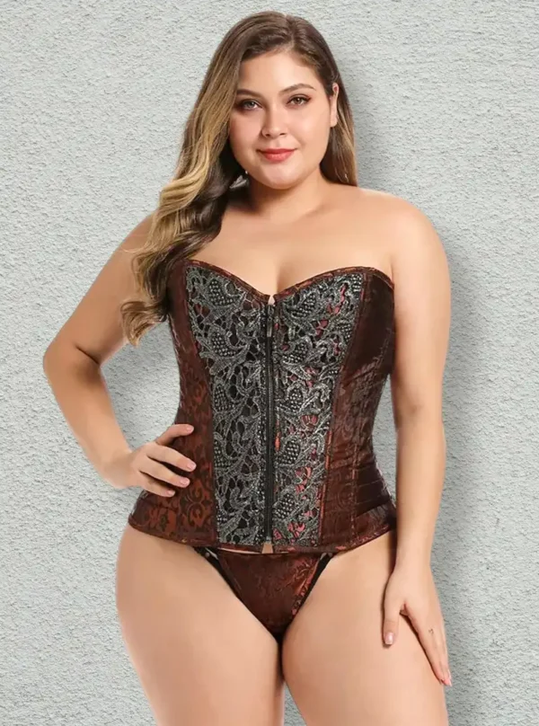 Corset rétro marron Marinella (vue de face) Corset rétro marron Marinella