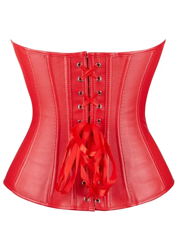 Corset rouge simili-cuir Ruby (vue de dos) Corset rouge simili-cuir Ruby