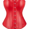 Corset rouge simili-cuir Ruby (vue de face) Corset rouge simili-cuir Ruby