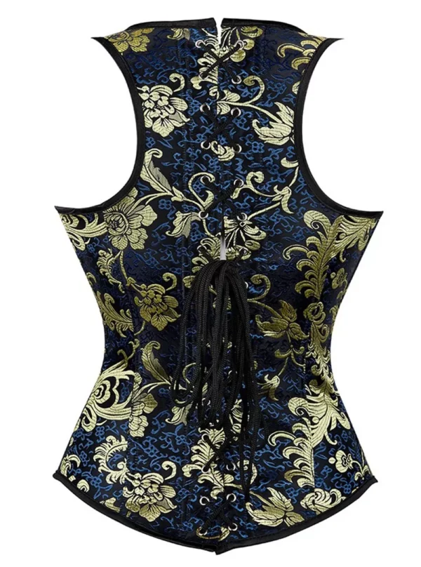 Corset royal bleu et or Arabella (5) Corset royal bleu et or Arabella