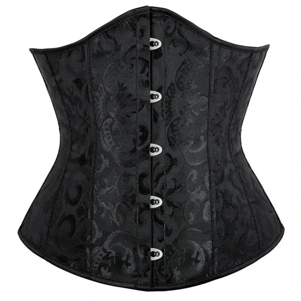 Corset serre-taille noir Élégance (vue réelle de face) Corset serre-taille noir Élégance