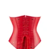 Corset sous-poitrine cuir rouge Scarlet (vue réelle, dos) Corset sous-poitrine cuir rouge Scarlet