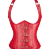 Corset sous-poitrine cuir rouge Scarlet (vue réelle, face) Corset sous-poitrine cuir rouge Scarlet