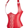 Corset sous-poitrine cuir rouge Scarlet (vue réelle, profil) Corset sous-poitrine cuir rouge Scarlet