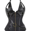 Corset steampunk noir Valkyria (vue réelle, face) Corset steampunk noir Valkyria