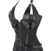Corset steampunk noir Valkyria (vue réelle, profil) Corset steampunk noir Valkyria