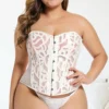 Corset transparent blanc en résille Wendie (détail résille) Corset transparent blanc en résille Wendie