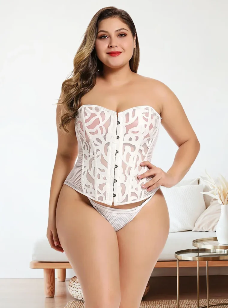 Corset transparent blanc en résille Wendie