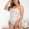 Corset transparent blanc en résille Wendie (vue de profil) Corset transparent blanc en résille Wendie