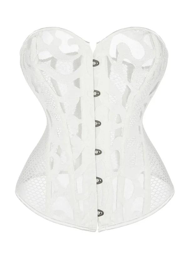 Corset transparent blanc en résille Wendie (vué réelle, avant) Corset transparent blanc en résille Wendie