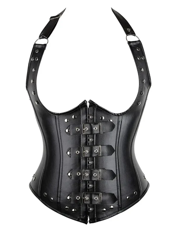 Corset underbust cuir noir Rebel