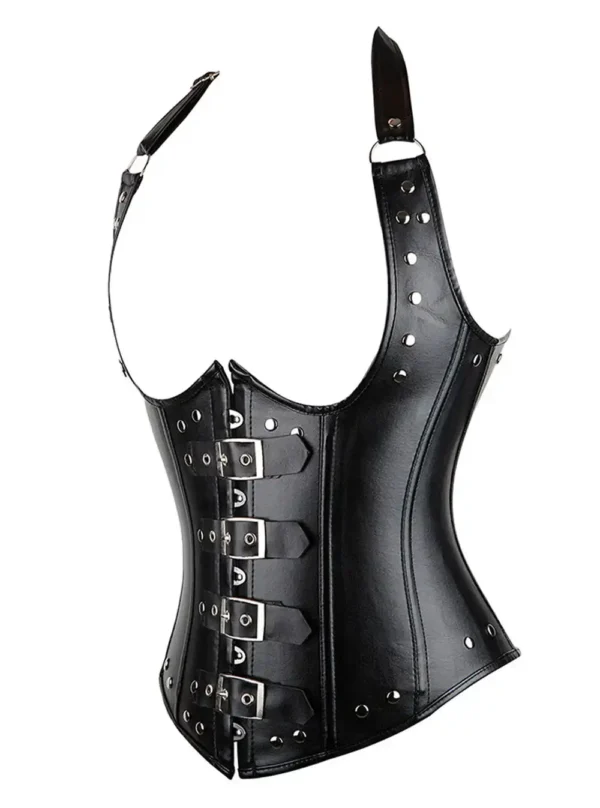 Corset underbust cuir noir Rebel