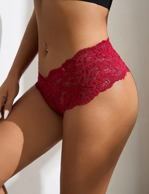 Culotte dentelle florale Ambrosia (rouge, vue de profil) Culotte dentelle florale Ambrosia