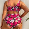 Maillot de bain 2 pièces fleuri - Taille haute