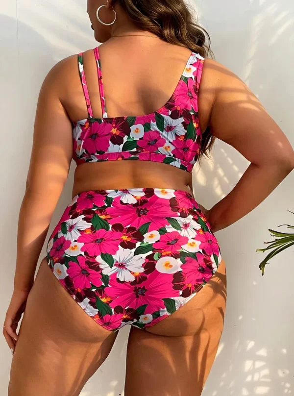 Maillot de bain 2 pièces fleuri - Taille haute