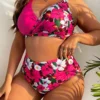 Maillot de bain 2 pièces fleuri - Taille haute