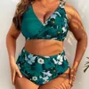 Maillot de bain 2 pièces fleuri - Taille haute